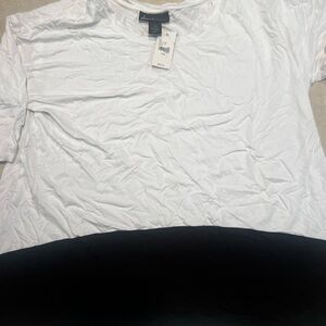Lane Bryant White and Black Short Sleeve Tee
